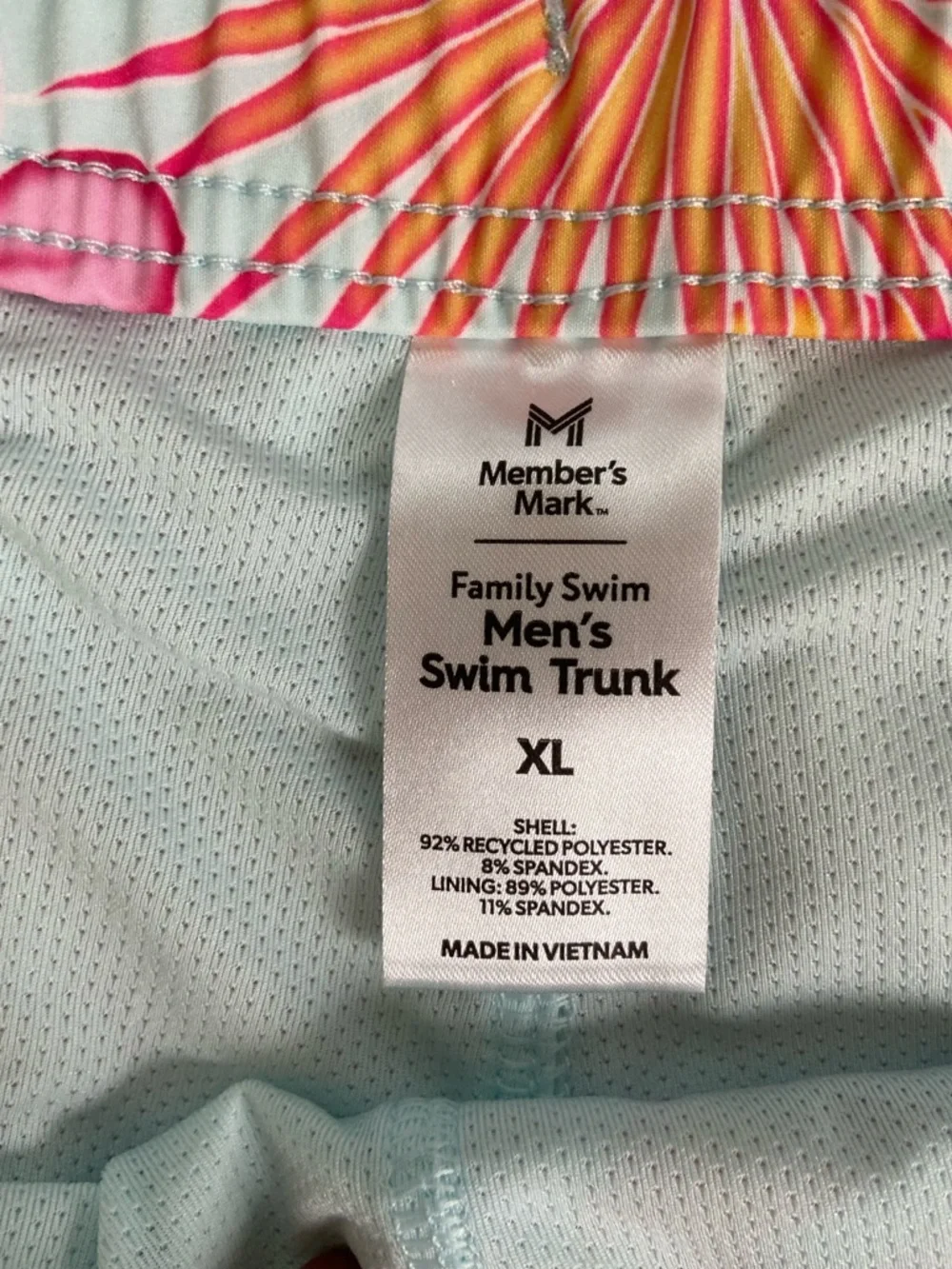 Men's Tropical Floral Swim Trunks Size XL Pink Drawstring Side Pockets Beach NWT